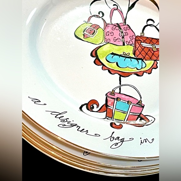 4 pack Vintage Rosanna fancy Christmas desert plates - Picture 6 of 7